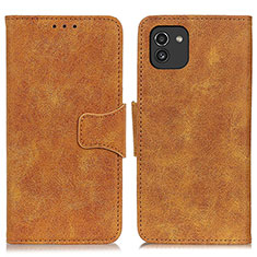 Custodia Portafoglio In Pelle Cover con Supporto M03L per Samsung Galaxy A03 Khaki