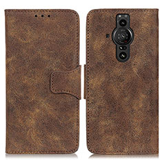 Custodia Portafoglio In Pelle Cover con Supporto M03L per Sony Xperia PRO-I Marrone