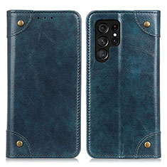Custodia Portafoglio In Pelle Cover con Supporto M04L per Samsung Galaxy S22 Ultra 5G Blu