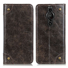 Custodia Portafoglio In Pelle Cover con Supporto M04L per Sony Xperia PRO-I Bronze