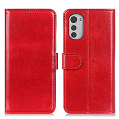 Custodia Portafoglio In Pelle Cover con Supporto M05L per Motorola Moto E32 Rosso