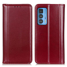 Custodia Portafoglio In Pelle Cover con Supporto M05L per Motorola Moto Edge 20 Pro 5G Rosso