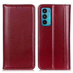 Custodia Portafoglio In Pelle Cover con Supporto M05L per Motorola Moto Edge Lite 5G Rosso