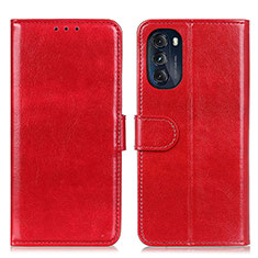 Custodia Portafoglio In Pelle Cover con Supporto M05L per Motorola Moto G 5G (2022) Rosso
