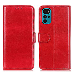 Custodia Portafoglio In Pelle Cover con Supporto M05L per Motorola Moto G22 Rosso