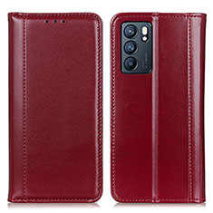 Custodia Portafoglio In Pelle Cover con Supporto M05L per Oppo Reno6 5G Rosso