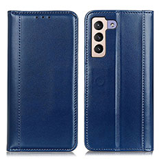 Custodia Portafoglio In Pelle Cover con Supporto M05L per Samsung Galaxy S22 5G Blu