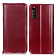 Custodia Portafoglio In Pelle Cover con Supporto M05L per Sony Xperia 10 III Lite Rosso