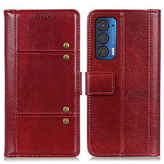 Custodia Portafoglio In Pelle Cover con Supporto M06L per Motorola Moto Edge (2021) 5G Rosso