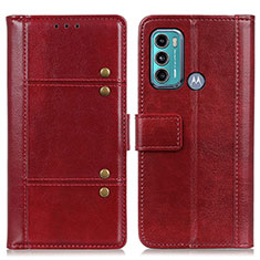 Custodia Portafoglio In Pelle Cover con Supporto M06L per Motorola Moto G60 Rosso