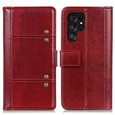 Custodia Portafoglio In Pelle Cover con Supporto M06L per Samsung Galaxy S21 Ultra 5G Rosso