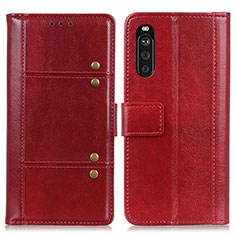 Custodia Portafoglio In Pelle Cover con Supporto M06L per Sony Xperia 10 III Rosso