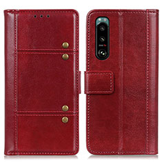 Custodia Portafoglio In Pelle Cover con Supporto M06L per Sony Xperia 5 III Rosso