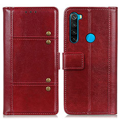 Custodia Portafoglio In Pelle Cover con Supporto M06L per Xiaomi Redmi Note 8 (2021) Rosso