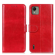 Custodia Portafoglio In Pelle Cover con Supporto M07L per Nokia C110 Rosso