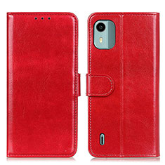 Custodia Portafoglio In Pelle Cover con Supporto M07L per Nokia C12 Plus Rosso
