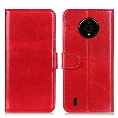 Custodia Portafoglio In Pelle Cover con Supporto M07L per Nokia C200 Rosso