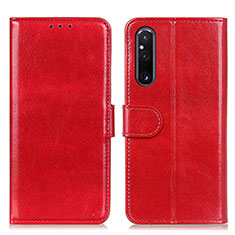 Custodia Portafoglio In Pelle Cover con Supporto M07L per Sony Xperia 1 V Rosso