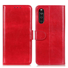 Custodia Portafoglio In Pelle Cover con Supporto M07L per Sony Xperia 10 III Rosso