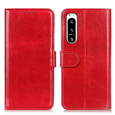 Custodia Portafoglio In Pelle Cover con Supporto M07L per Sony Xperia 5 IV Rosso