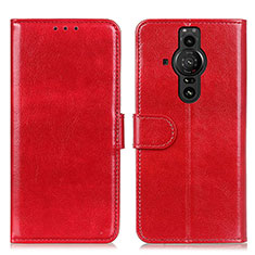 Custodia Portafoglio In Pelle Cover con Supporto M07L per Sony Xperia PRO-I Rosso
