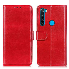 Custodia Portafoglio In Pelle Cover con Supporto M07L per Xiaomi Redmi Note 8 (2021) Rosso