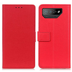 Custodia Portafoglio In Pelle Cover con Supporto M08L per Asus ROG Phone 7 Pro Rosso