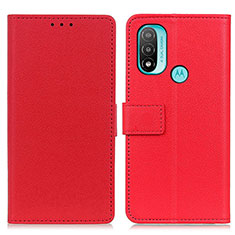 Custodia Portafoglio In Pelle Cover con Supporto M08L per Motorola Moto E30 Rosso