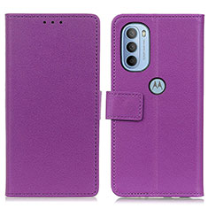 Custodia Portafoglio In Pelle Cover con Supporto M08L per Motorola Moto G41 Viola