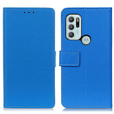 Custodia Portafoglio In Pelle Cover con Supporto M08L per Motorola Moto G60s Blu
