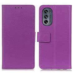 Custodia Portafoglio In Pelle Cover con Supporto M08L per Motorola Moto G62 5G Viola