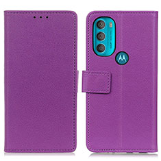 Custodia Portafoglio In Pelle Cover con Supporto M08L per Motorola Moto G71 5G Viola