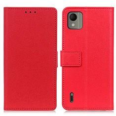 Custodia Portafoglio In Pelle Cover con Supporto M08L per Nokia C110 Rosso