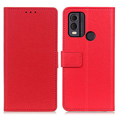 Custodia Portafoglio In Pelle Cover con Supporto M08L per Nokia C22 Rosso