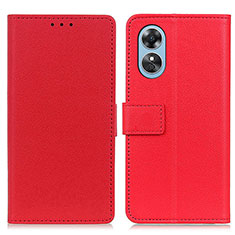 Custodia Portafoglio In Pelle Cover con Supporto M08L per Oppo A17 Rosso