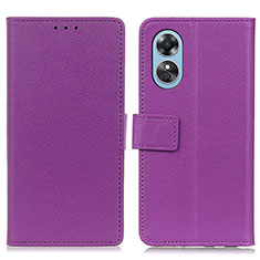 Custodia Portafoglio In Pelle Cover con Supporto M08L per Oppo A17 Viola