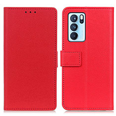 Custodia Portafoglio In Pelle Cover con Supporto M08L per Oppo Reno6 Pro 5G India Rosso