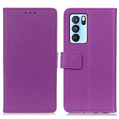 Custodia Portafoglio In Pelle Cover con Supporto M08L per Oppo Reno6 Pro 5G India Viola