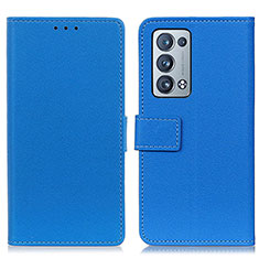 Custodia Portafoglio In Pelle Cover con Supporto M08L per Oppo Reno6 Pro+ Plus 5G Blu