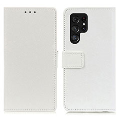 Custodia Portafoglio In Pelle Cover con Supporto M08L per Samsung Galaxy S22 Ultra 5G Bianco