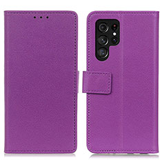 Custodia Portafoglio In Pelle Cover con Supporto M08L per Samsung Galaxy S22 Ultra 5G Viola