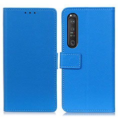 Custodia Portafoglio In Pelle Cover con Supporto M08L per Sony Xperia 1 III Blu