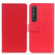 Custodia Portafoglio In Pelle Cover con Supporto M08L per Sony Xperia 1 III Rosso