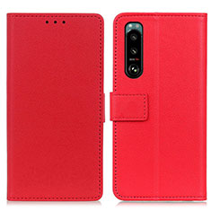Custodia Portafoglio In Pelle Cover con Supporto M08L per Sony Xperia 5 III Rosso