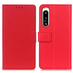 Custodia Portafoglio In Pelle Cover con Supporto M08L per Sony Xperia 5 IV Rosso