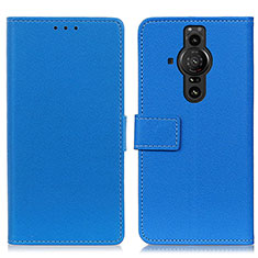Custodia Portafoglio In Pelle Cover con Supporto M08L per Sony Xperia PRO-I Blu