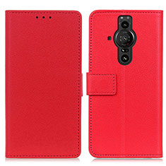 Custodia Portafoglio In Pelle Cover con Supporto M08L per Sony Xperia PRO-I Rosso