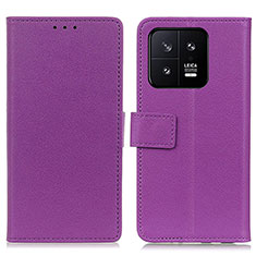 Custodia Portafoglio In Pelle Cover con Supporto M08L per Xiaomi Mi 13 5G Viola