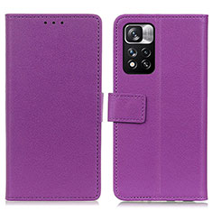 Custodia Portafoglio In Pelle Cover con Supporto M08L per Xiaomi Poco X4 NFC Viola