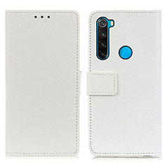 Custodia Portafoglio In Pelle Cover con Supporto M08L per Xiaomi Redmi Note 8 (2021) Bianco
